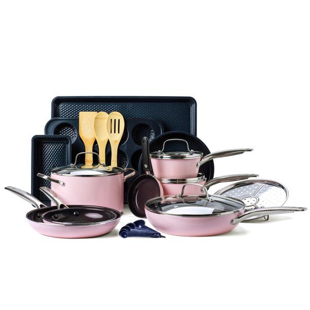 Blue Diamond Cookware 20pc Set, Pink | Walmart (US)