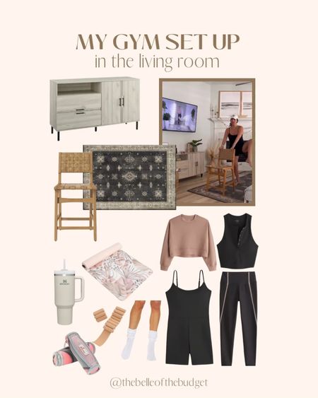 Workout outfit, travel outfit, gym set up 