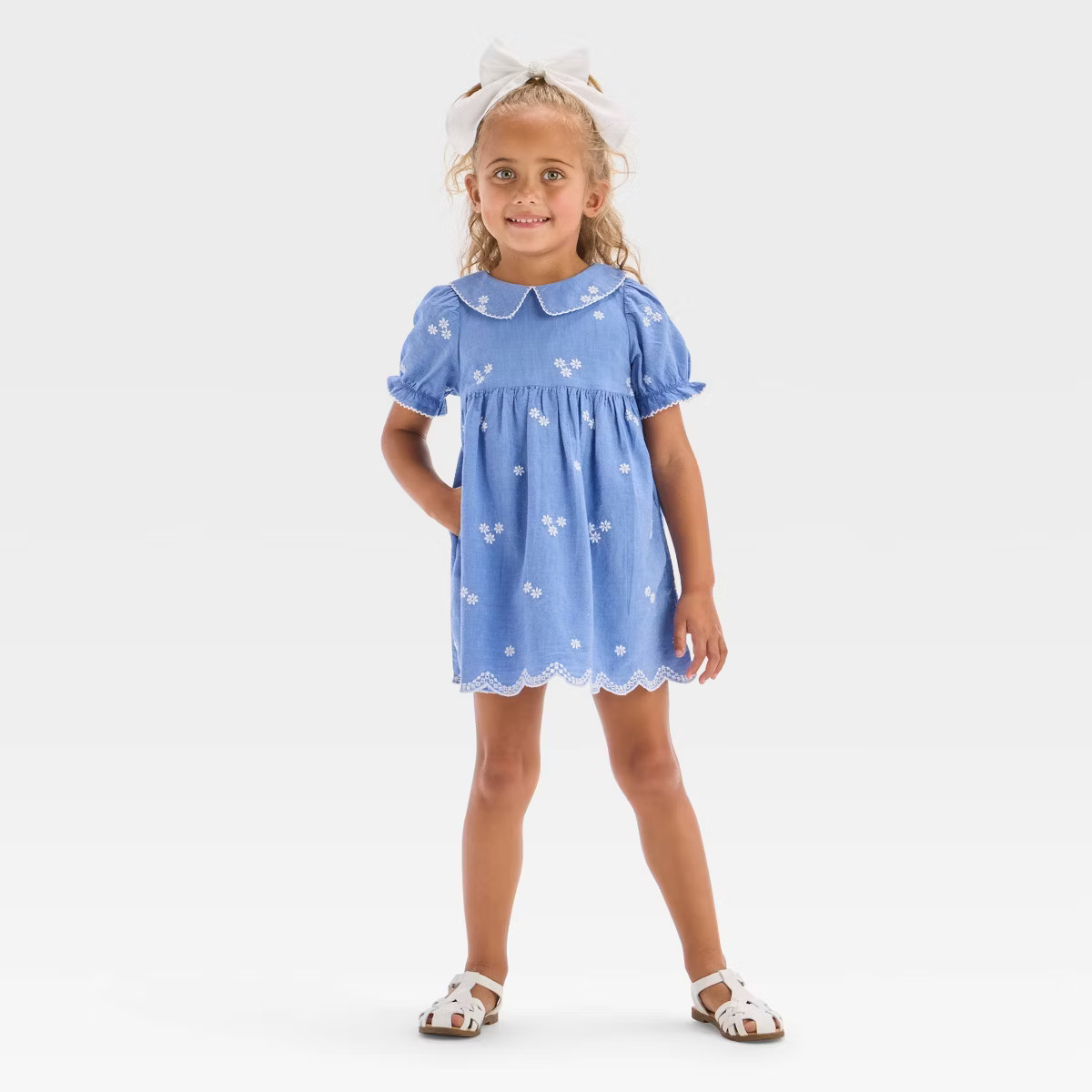 Toddler Girls' Floral Woven Dress - Cat & Jack™ Blue | Target