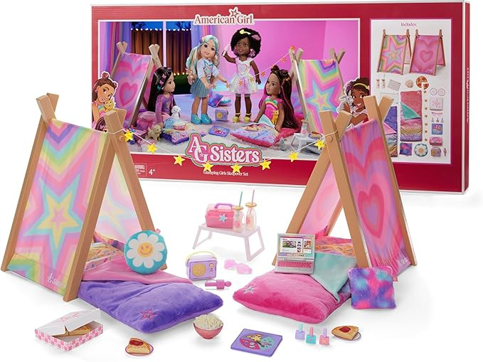 American Girl, AG Sisters Glamping Girls Sleepover Set, Doll Playset, for 14.5-inch Dolls, 28 pcs... | Amazon (US)