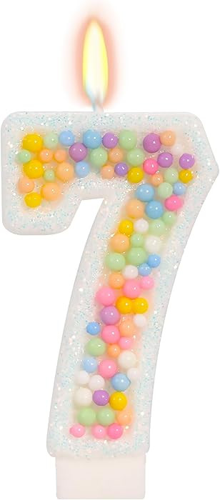 Number 7 Birthday Candle - Colorful Macaron Candles, 7 Candle Birthday Girl Women, Sweet Theme Bi... | Amazon (US)