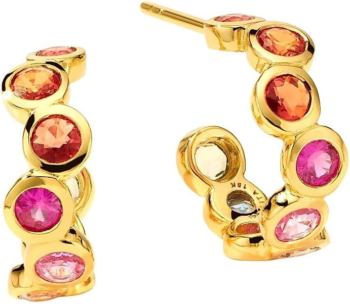 Amazon.com: Ippolita, Stardust Starlet 18K Yellow Gold & Rainbow Sapphire Huggie Hoop Earrings, S... | Amazon (US)