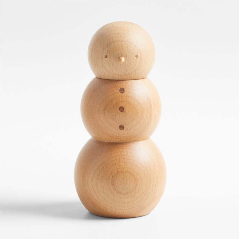Wood Snowman Pepper Mill Grinder + Reviews | Crate & Barrel | Crate & Barrel