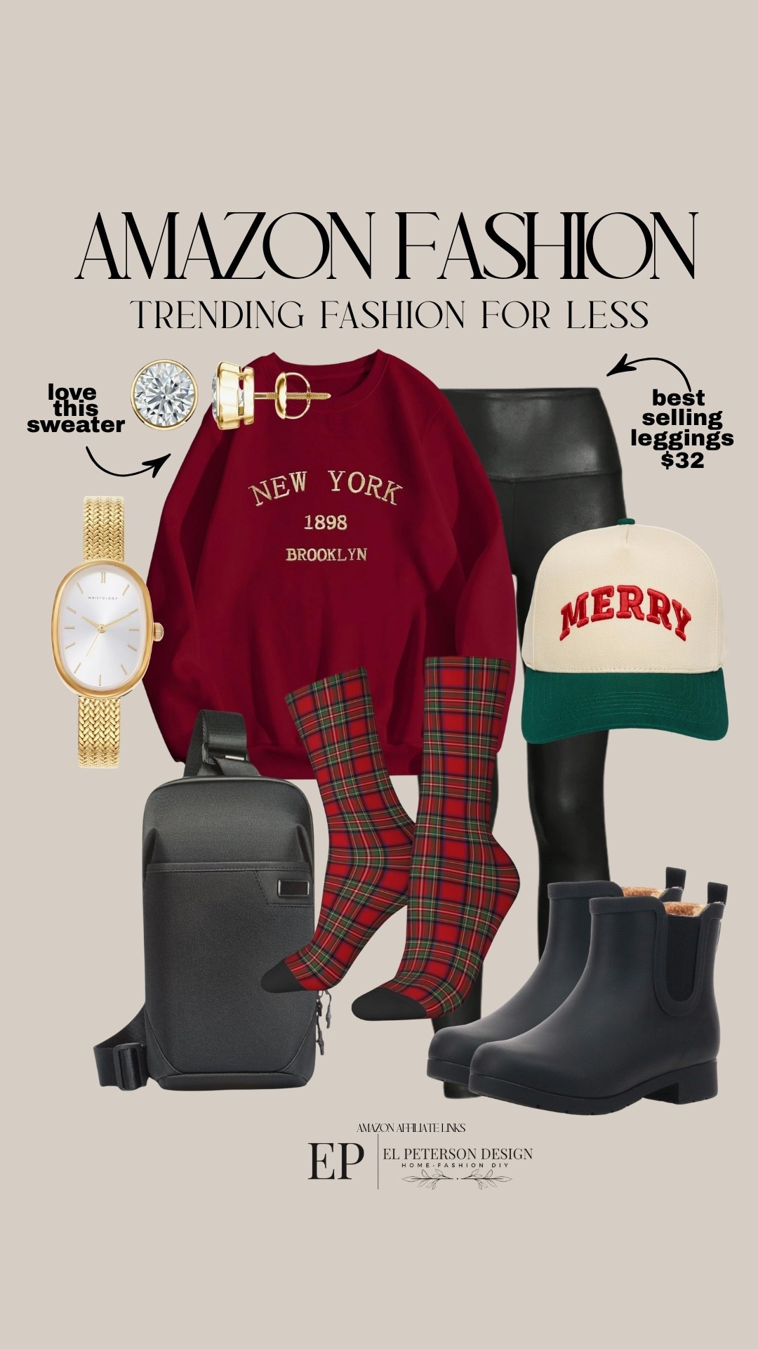 Amazon fashion
Sweater
Socks
Ankle boots
Sling bag
Watch
Leggings 
Cap 

#LTKFindsUnder50 #LTKFindsUnder100