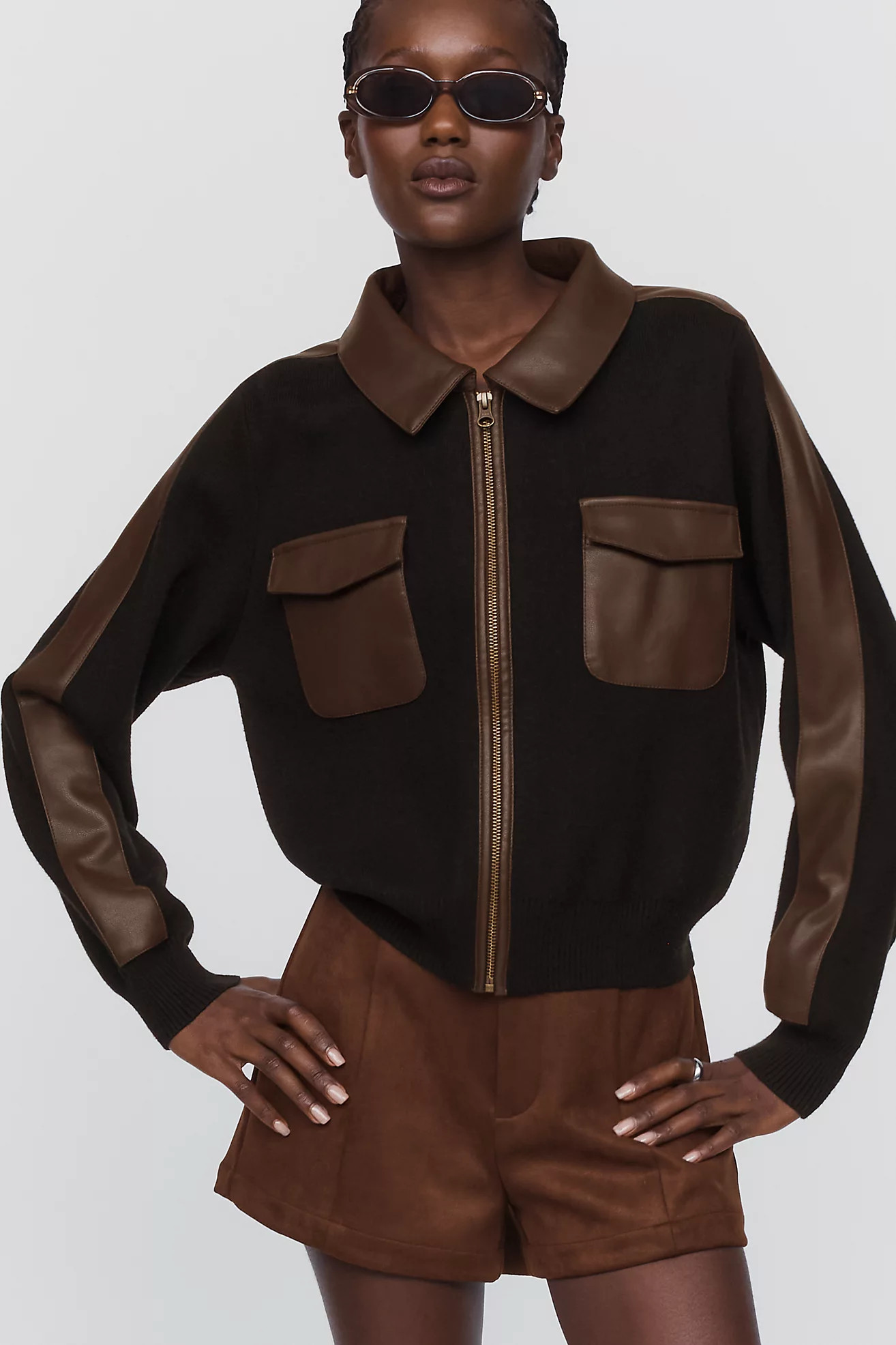 Faux-Leather Paneled Sweater | Anthropologie (US)