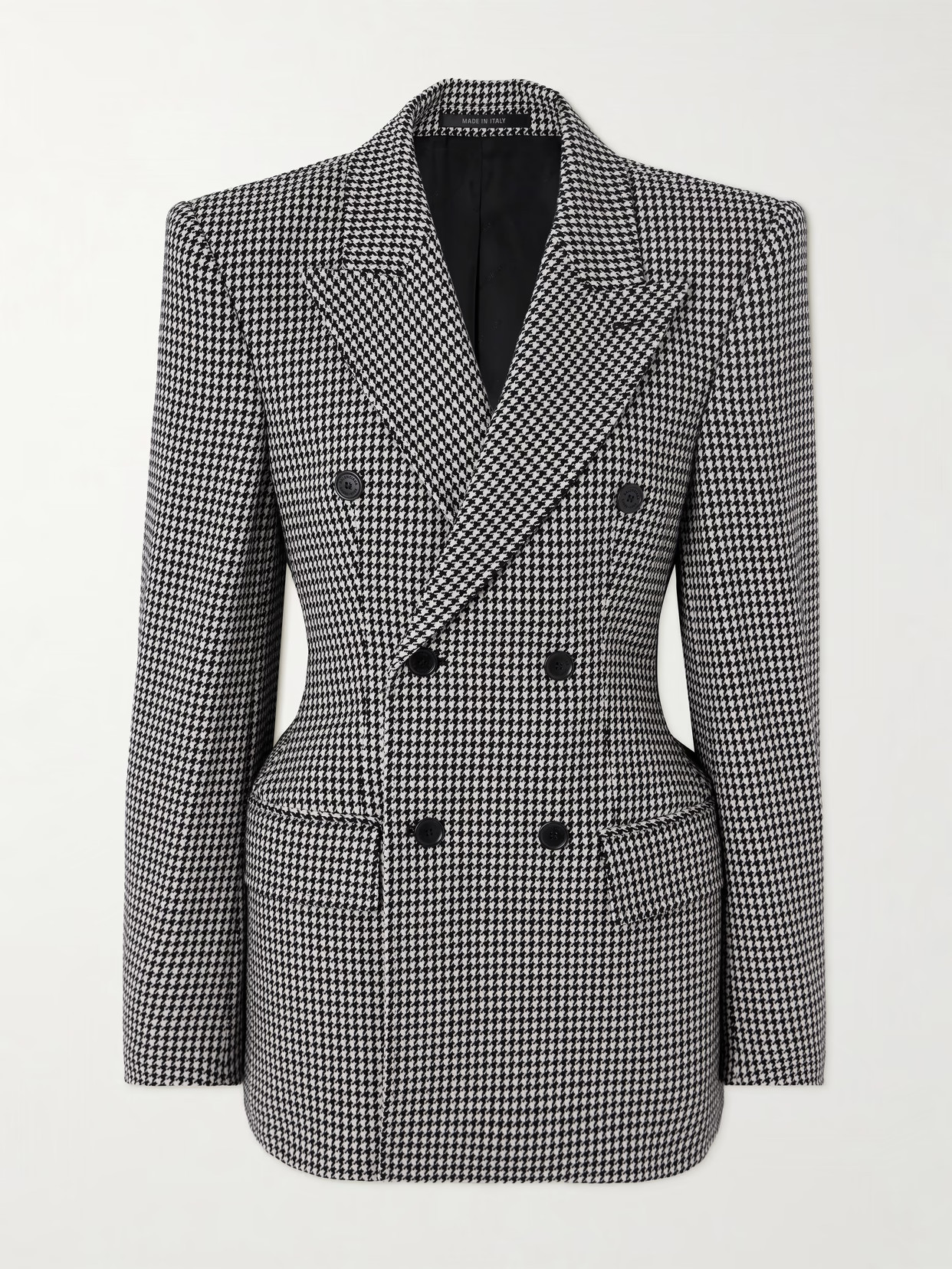 Balenciaga - Hourglass Houndstooth Double-breasted Wool Blazer - Gray | NET-A-PORTER (US)