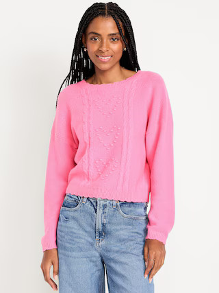 SoSoft Crew-Neck Bobble Heart Sweater | Old Navy (US)