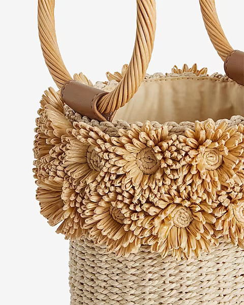 Woven Flower Bucket Bag | Express