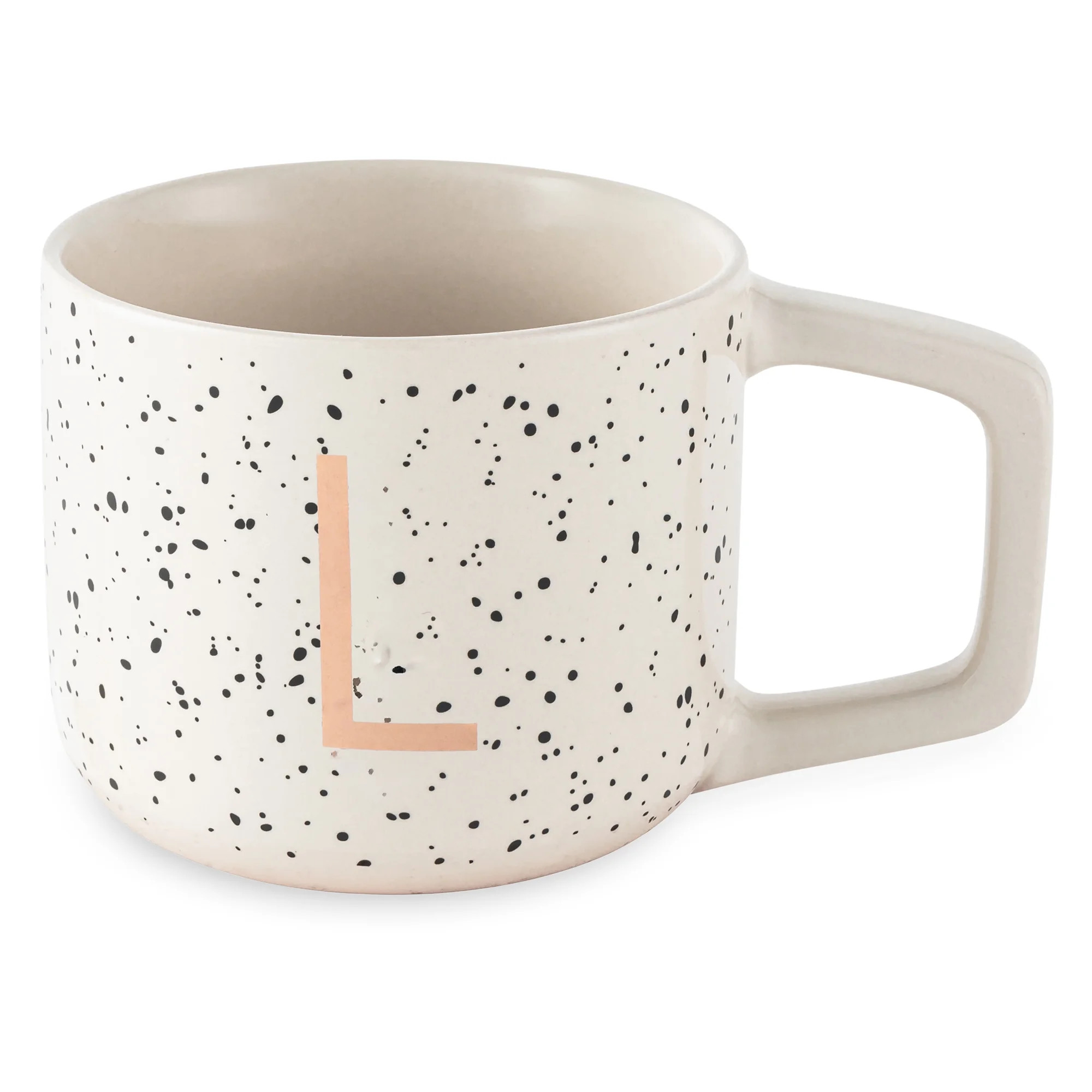 Thyme & Table 13.5 fl oz Monogram L White Speckled Stoneware Mug | Walmart (US)