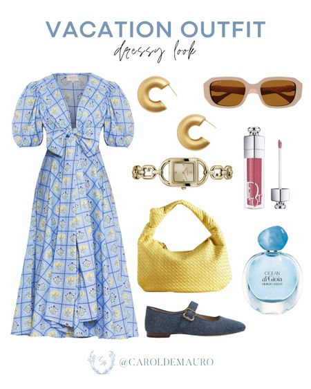 Step into spring with a dressy look in this blue patterned midi dress paired with denim Mary Jane flats, a yellow woven bag, and more!
#transitionalstyle #outfitinspo #petitestyle #springfashion

#LTKSeasonal #LTKItBag #LTKShoeCrush