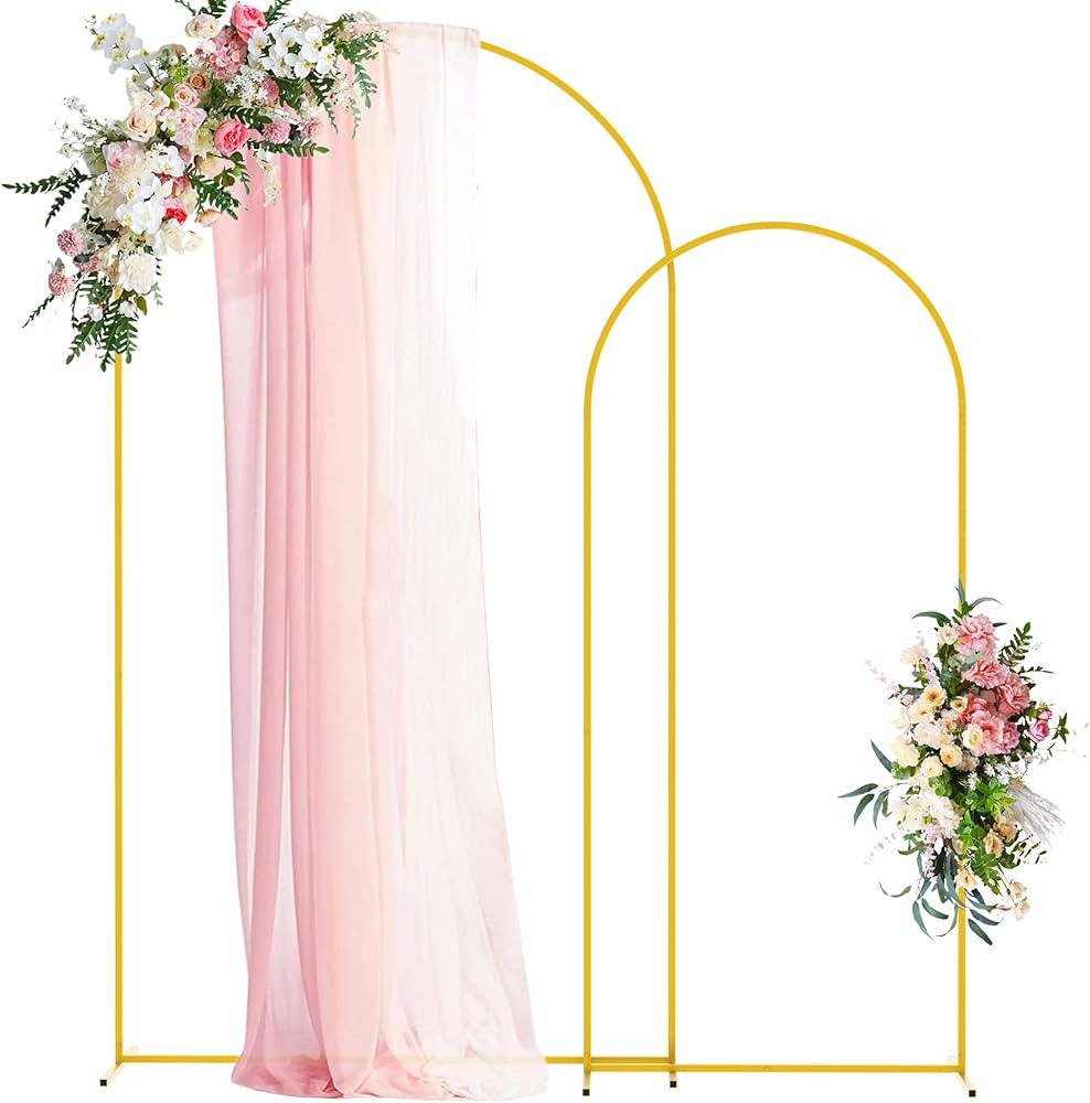 Wokceer Wedding Arch Backdrop Stand 7.2FT, 6FT Gold Metal Arch Stand Set of 2 for Birthday Party ... | Amazon (US)