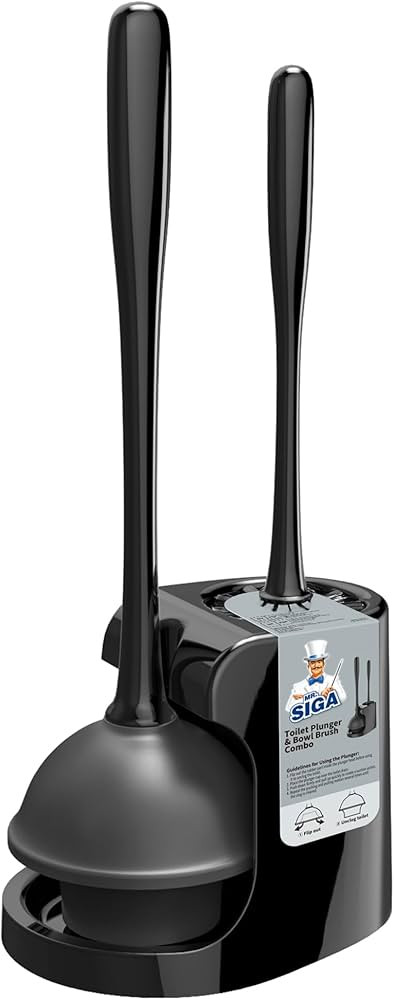 MR.SIGA Toilet Plunger and Bowl Brush Combo for Bathroom Cleaning, Black, 1 Set | Amazon (US)