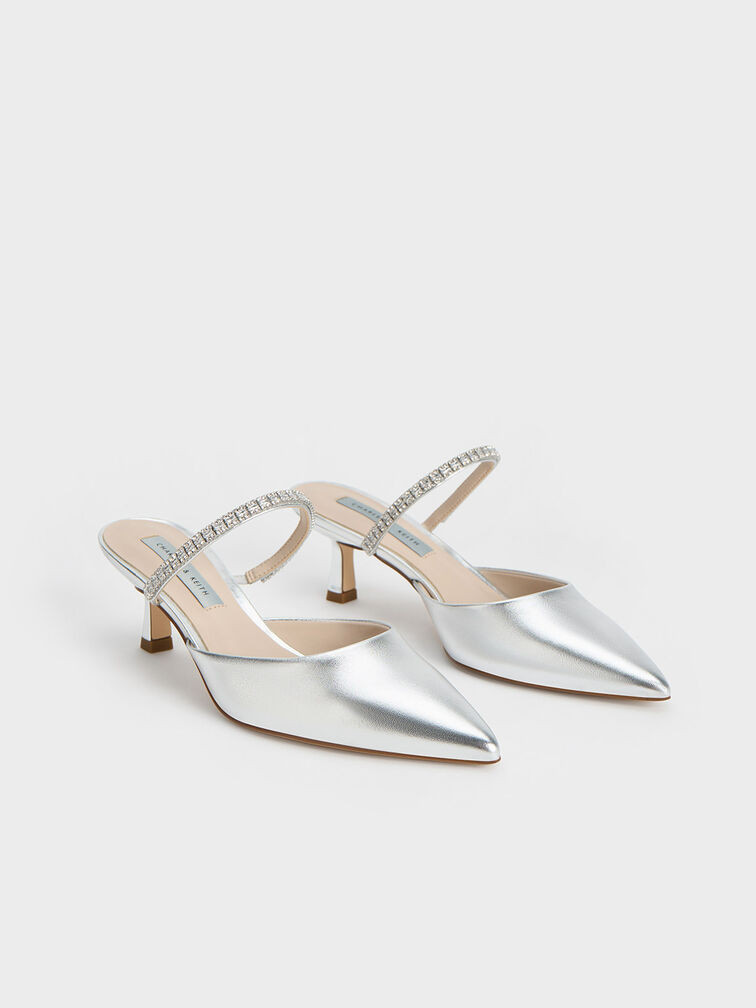 Cream Ambrosia Gem-Embellished Pointed-Toe Mules | CHARLES & KEITH UK | Charles & Keith UK