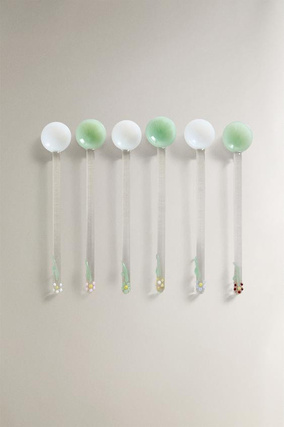 SET OF FLORAL GLASS DESSERT SPOONS (SET OF 6) | Zara US