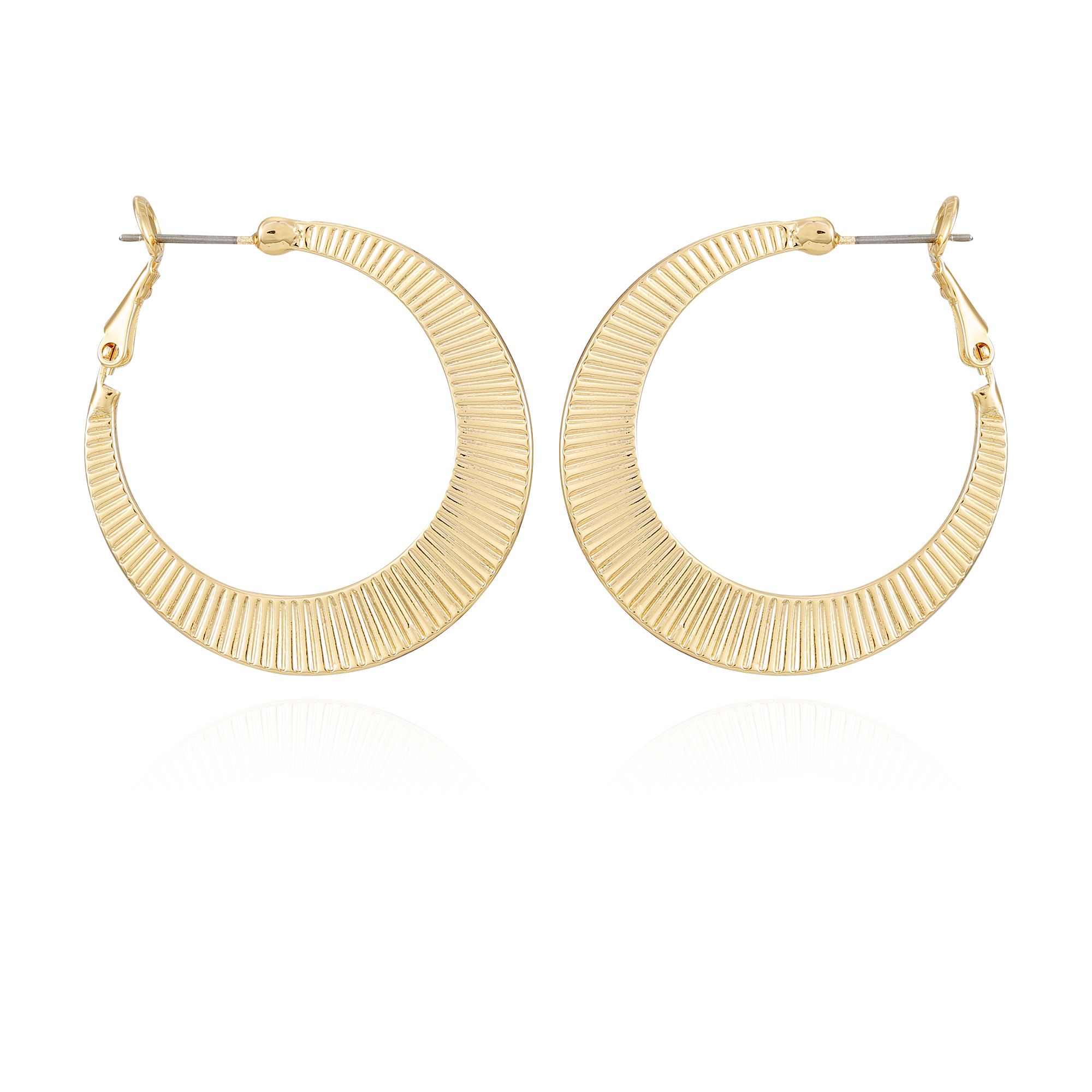 Time and Tru Women'sModern Textured Gold Tone Large Clutchless Hoops | Walmart (US)