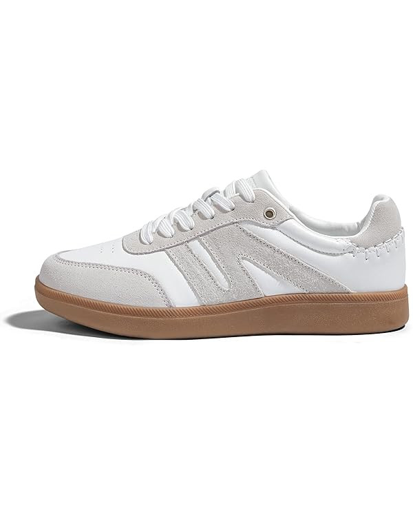 LUCKY STEP Women Classic Retro Gum Sole Fashion Sneakers Casual Tennis Skate Shoe Genuine Leather... | Amazon (US)