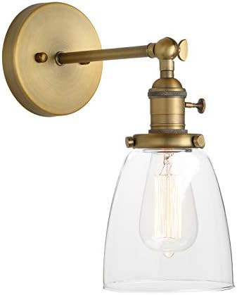 Pathson Vintage Wall Sconce with On Off Switch, Clear Glass Shade Brass Vanity Light, Indoor Wall... | Amazon (US)