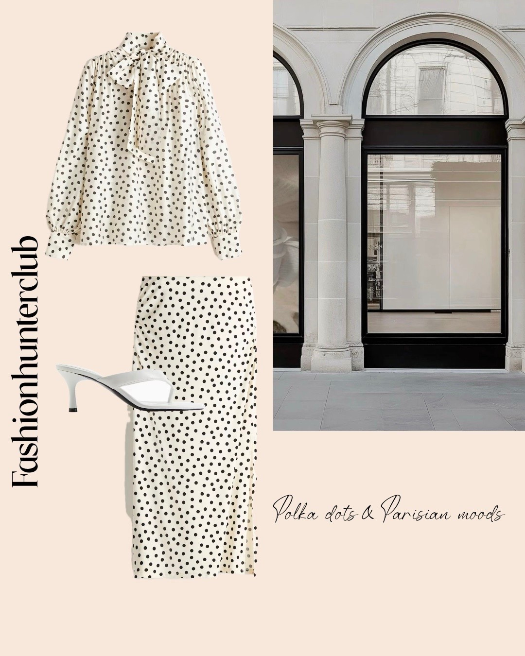 Polka dots & Parisian moods 🤍
A silk tie-neck blouse paired with a flowing midi skirt — feminine, timeless and effortlessly chic