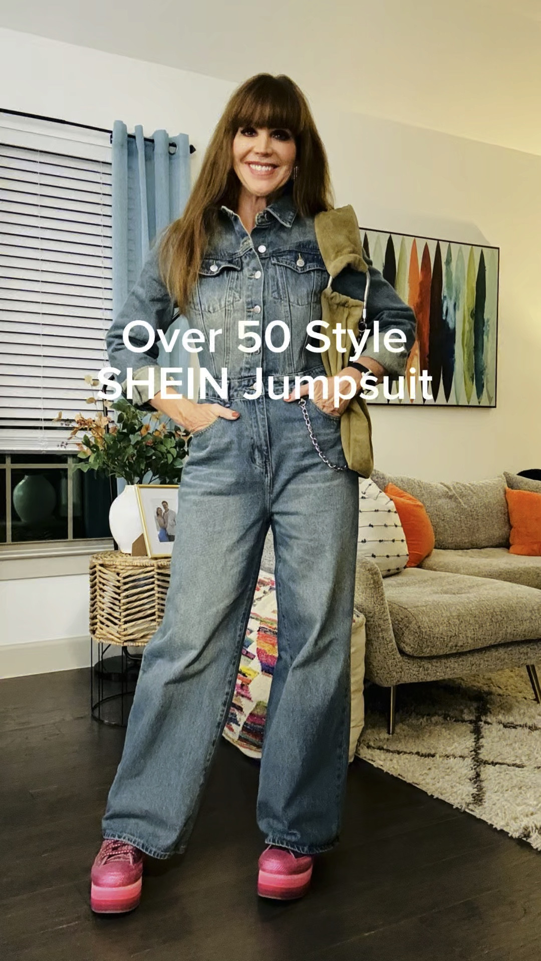 I was pleasantly surprised with this wide leg jumpsuit!  I added the link chain and some older pink sparkly platform sneakers!  Loving this suede bag with the bag charms!! So fun! 🤩 

#LTKOver40 #LTKStyleTip #LTKFindsUnder100