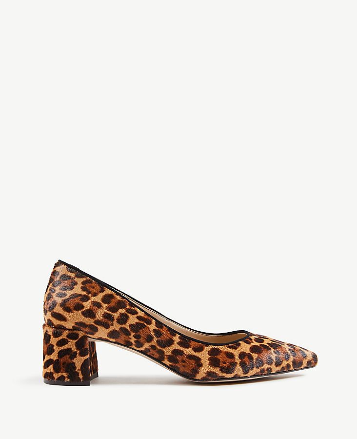 Bette Leopard Print Haircalf Block Heel Pumps | Ann Taylor (US)