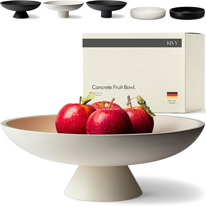 KIVY Concrete Fruit Bowl for Kitchen Counter - Large Decorative Bowl for Home Decor - Modern Frui... | Amazon (US)
