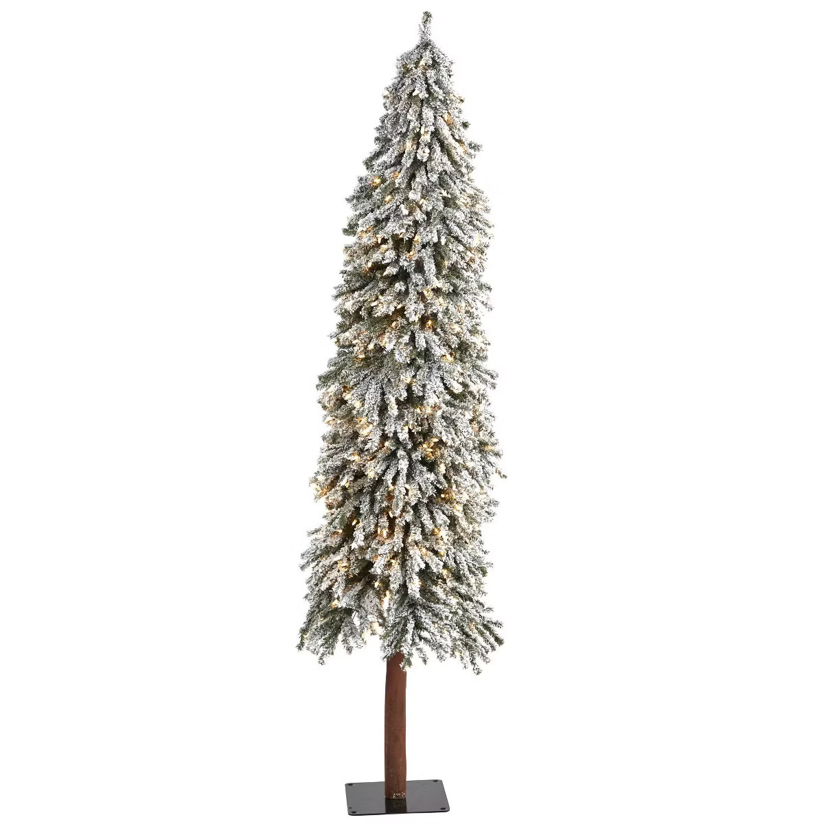 7ft Nearly Natural Pre-Lit Flocked Slim Grand Alpine Artificial Christmas Tree Clear Lights | Target