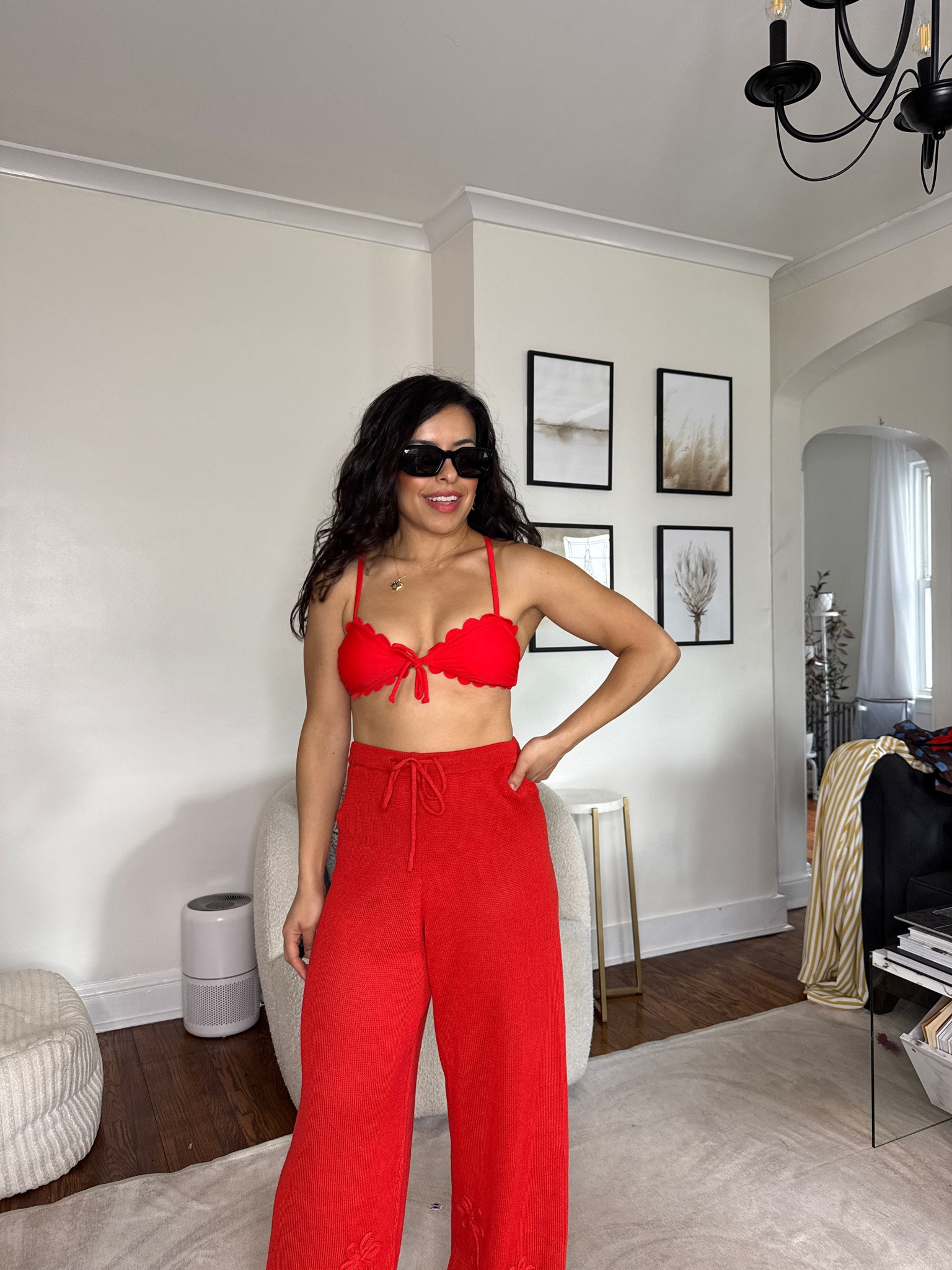 Red scalloped bikini is perfect for summer and the 4th of July! The matching knit coverup is so comfortable and petite friendly too! 

Wearing size small in the pants and XS in the bikini. The bikini is a little tight on me so I should've sized up to a small. Both pieces are by Cupshe 

 #LTKPetite #LTKSwim #LTKTravel