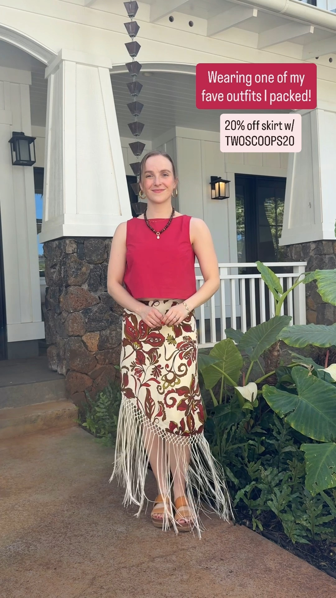 Hawaii ootd!
Fringe skirt petal and pup
20% off w/ TWOSCOOPS20 size small
Xs petite button back tank 
Size 7 sandal 



#LTKTravel #LTKPetite #LTKootd