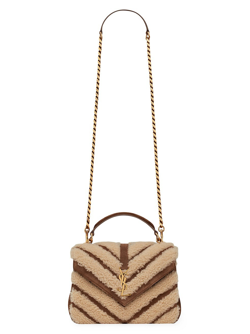 College Medium Chain Bag In Suede And Shearling | Saks Fifth Avenue