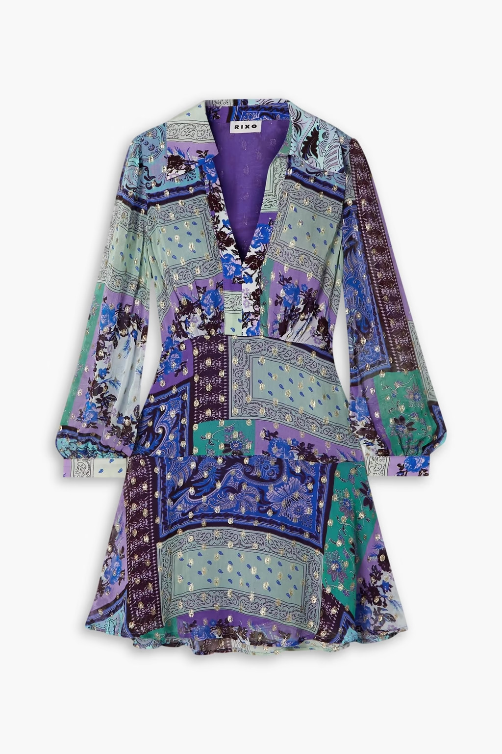 Indy printed metallic fil coupé chiffon mini dress | The Outnet (US and CA)