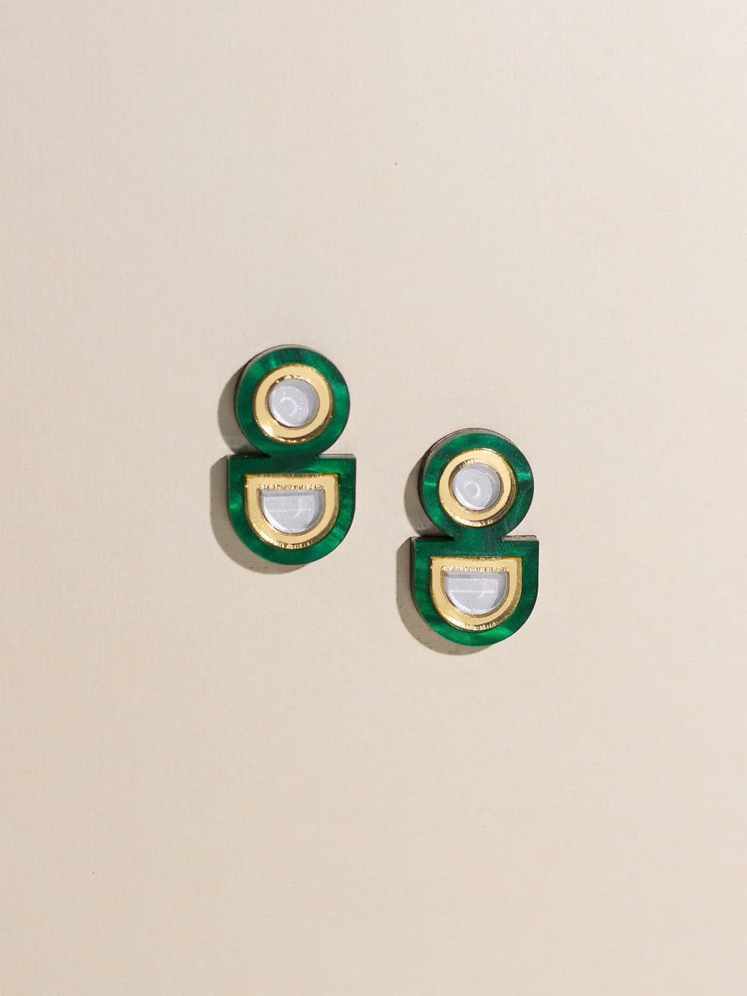 Green Stud Earrings, Acrylic Handmade Jewelry, Unique Geometric Weird Accessory, Costume Fashion ... | Etsy (US)