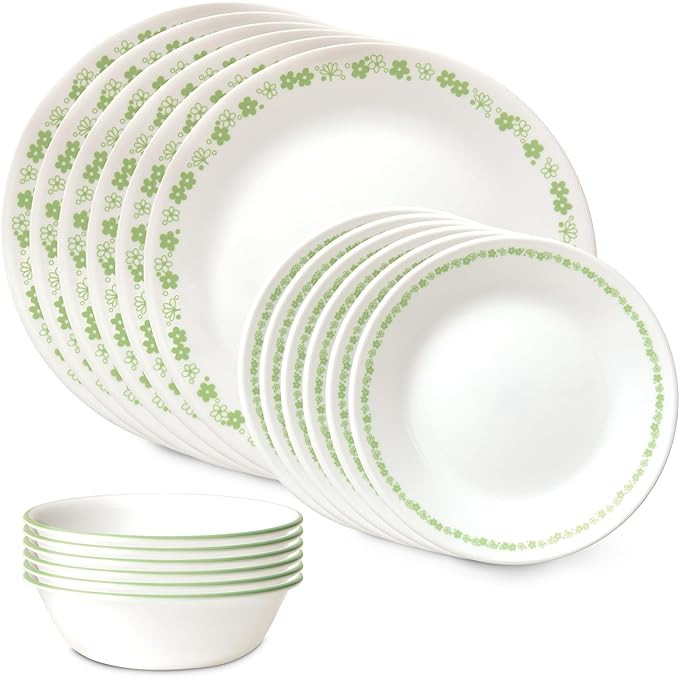 Corelle Vitrelle 18 Piece Glass Dinnerware Sets Service for 6, Triple Layer Chip & Crack Resistan... | Amazon (US)