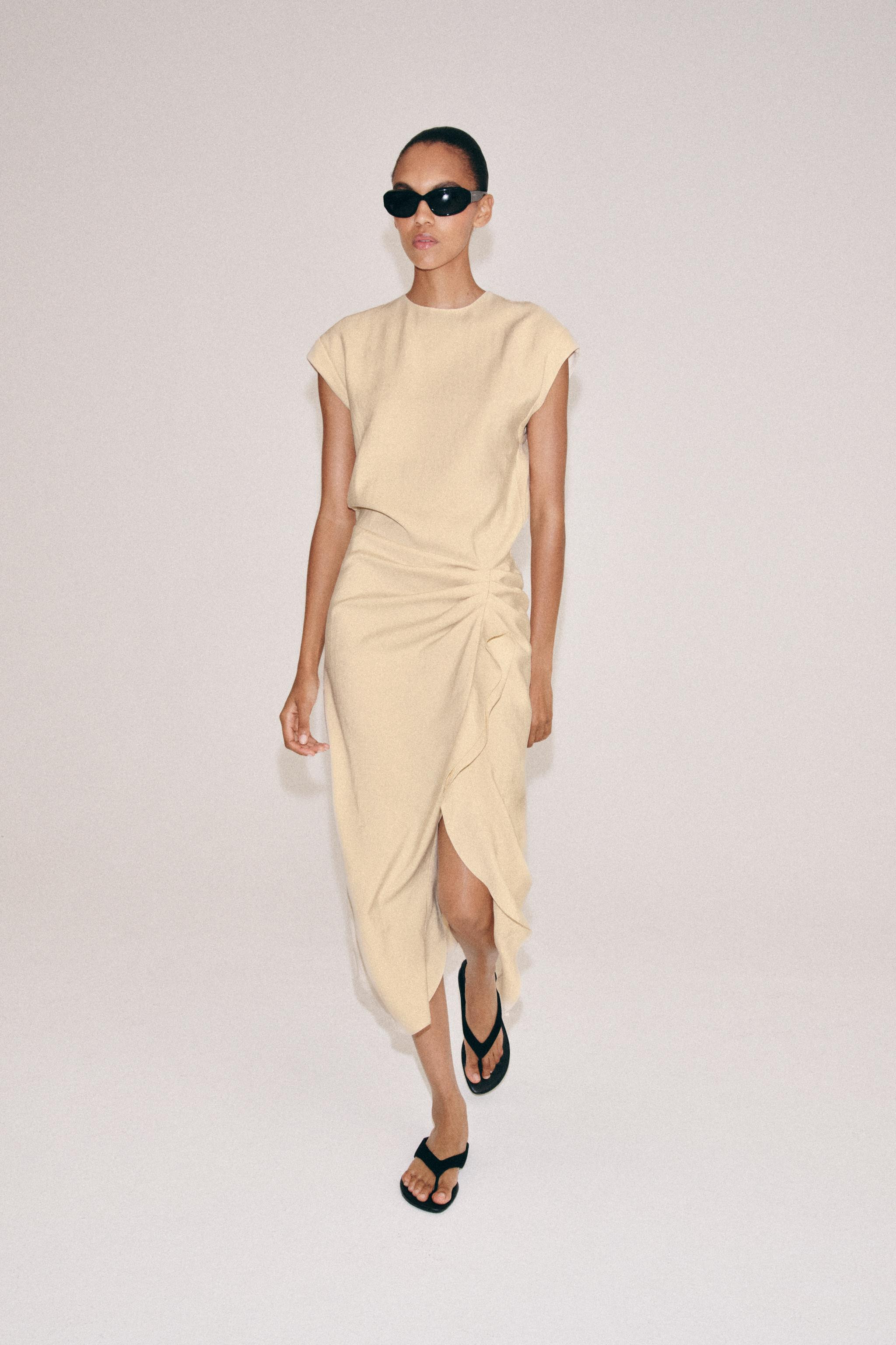 ZW COLLECTION RUFFLED MIDI DRESS | Zara US
