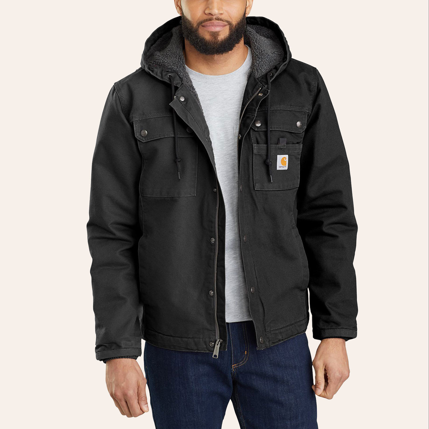 Carhartt Men's Washed Duck Black Sherpa Utility Jacket - S - From Cavender's | Cavender's