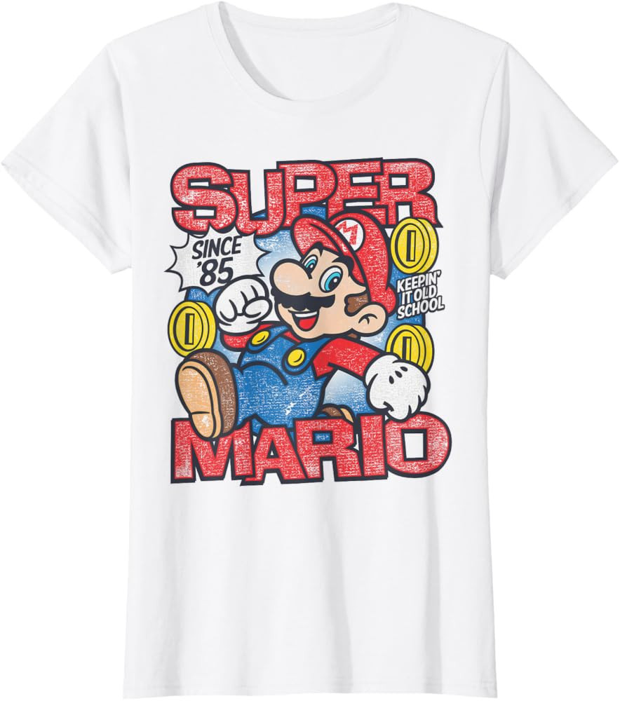 Super Mario Bros Mushroom Kingdom Since '85 Vintage T-Shirt | Amazon (US)
