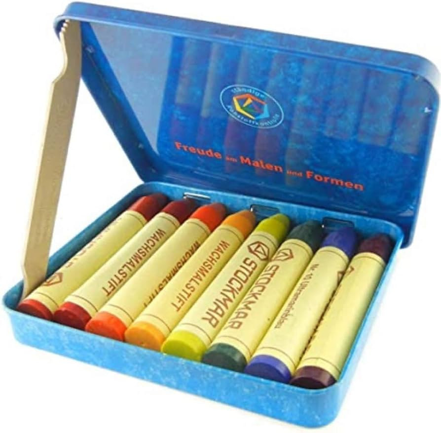 Stockmar Beeswax Stick Crayons in Storage Tin, Set of 8 Colors, Waldorf Assortment | Amazon (US)
