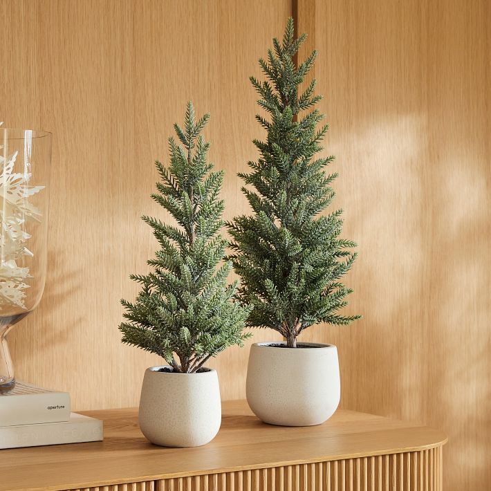 Faux Glittered Pine Tree w/ Ceramic Planter | West Elm (US)