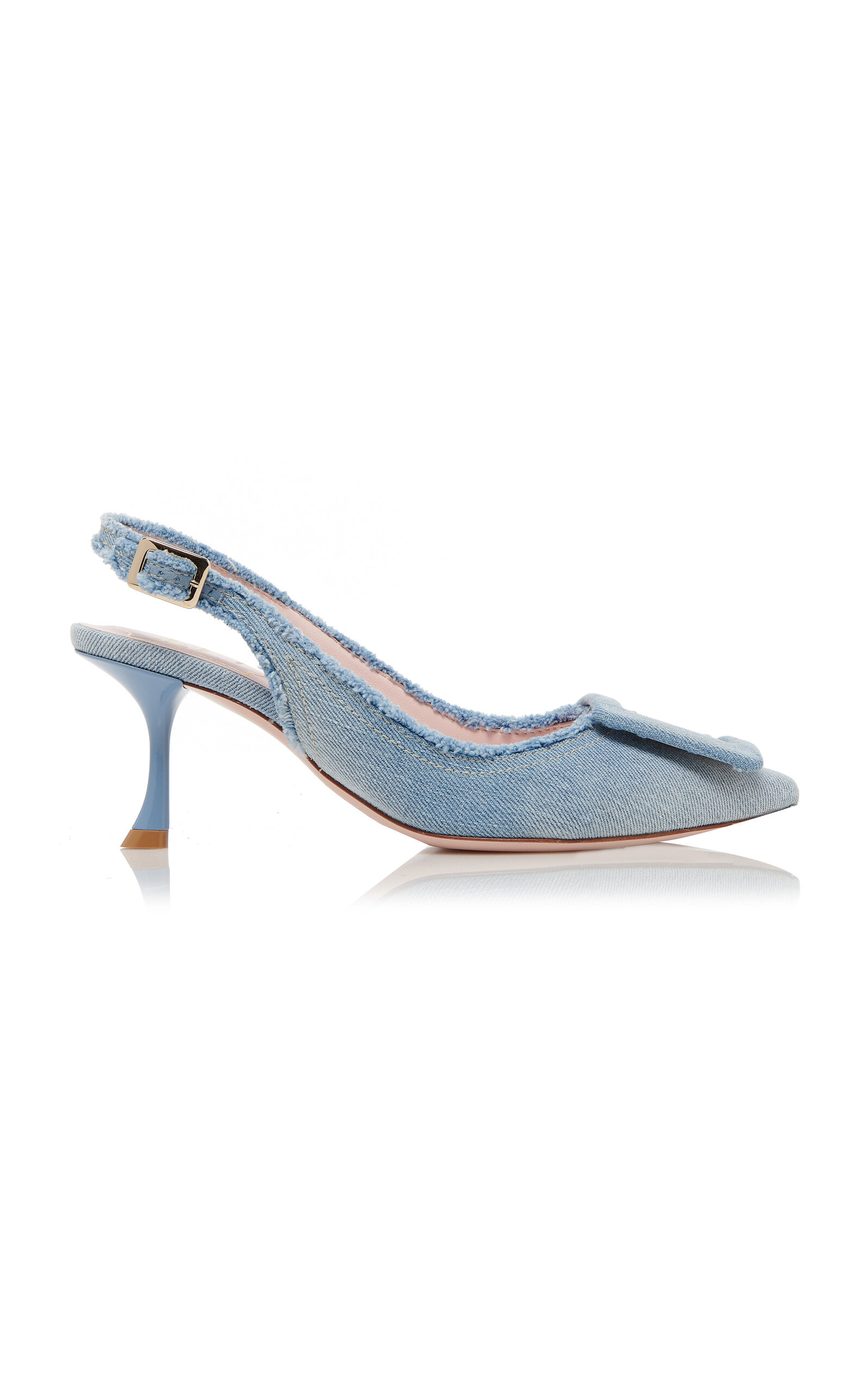 Fringed Denim Slingback Pumps | Moda Operandi (Global)