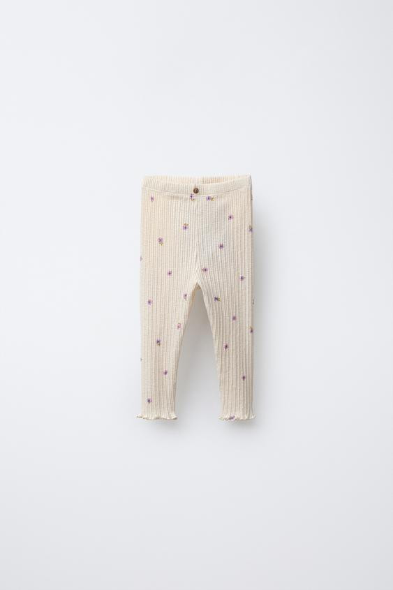 FLORAL TEXTURED LEGGINGS | Zara US