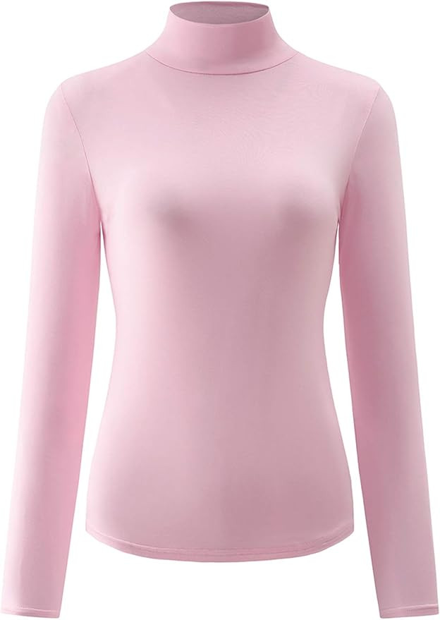 KLOTHO Women’s Slim Fitted Mock Turtleneck Tops Long Sleeve Lightweight Base Layer Shirts | Amazon (US)