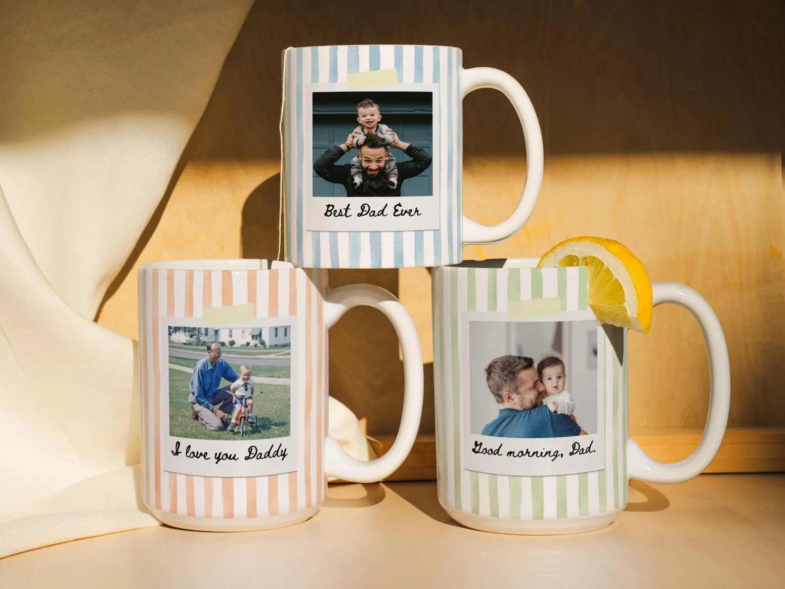 Custom Photo Striped Mug for Dad, Personalized Father and Son Picture Coffee Cup, Best Dad Gift w... | Etsy (Global)