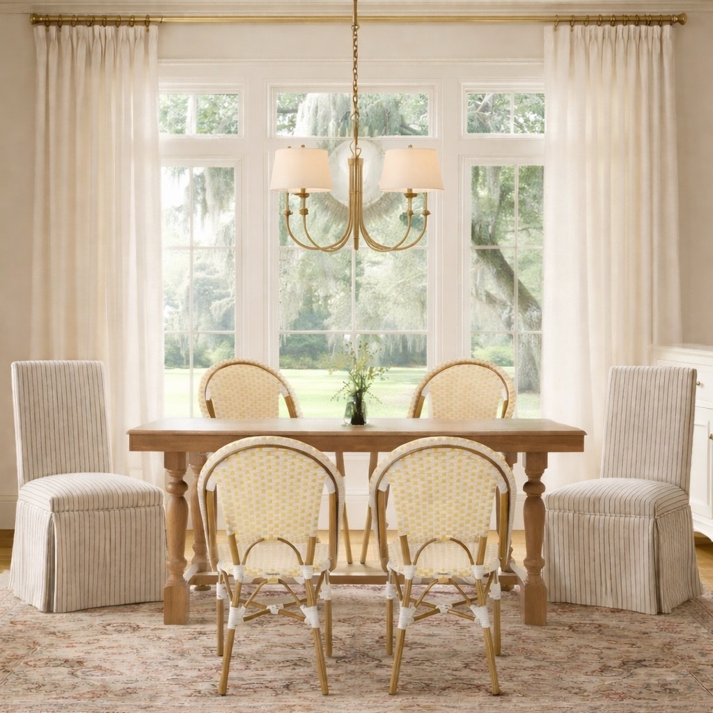 An eclectic take on a traditions dining room - love adding in a little unexpected pop of color to brighten a space! Using all furniture finds under $500 💛

#LTKHome #LTKSaleAlert