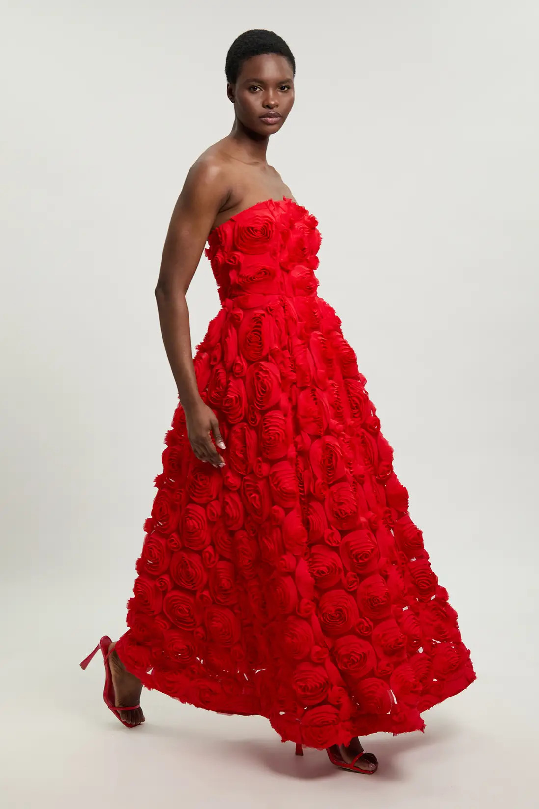 Textured Rosette Prom Maxi Dress | Karen Millen
