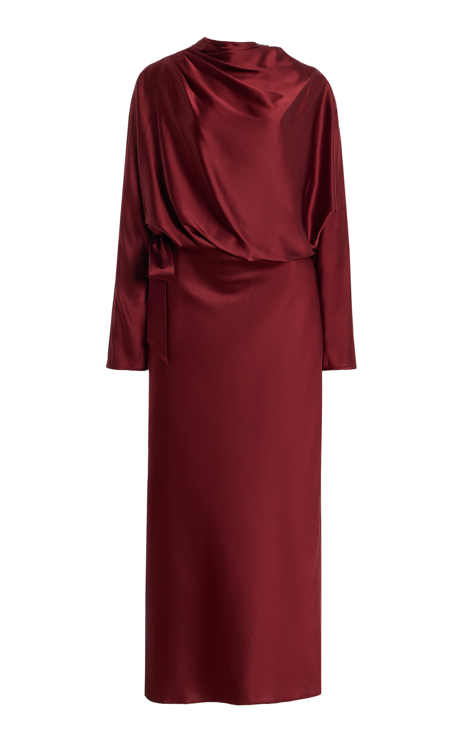 STAUD - Phoebe Draped Silk Maxi Dress - Burgundy - US 8 - Moda Operandi | Moda Operandi (Global)