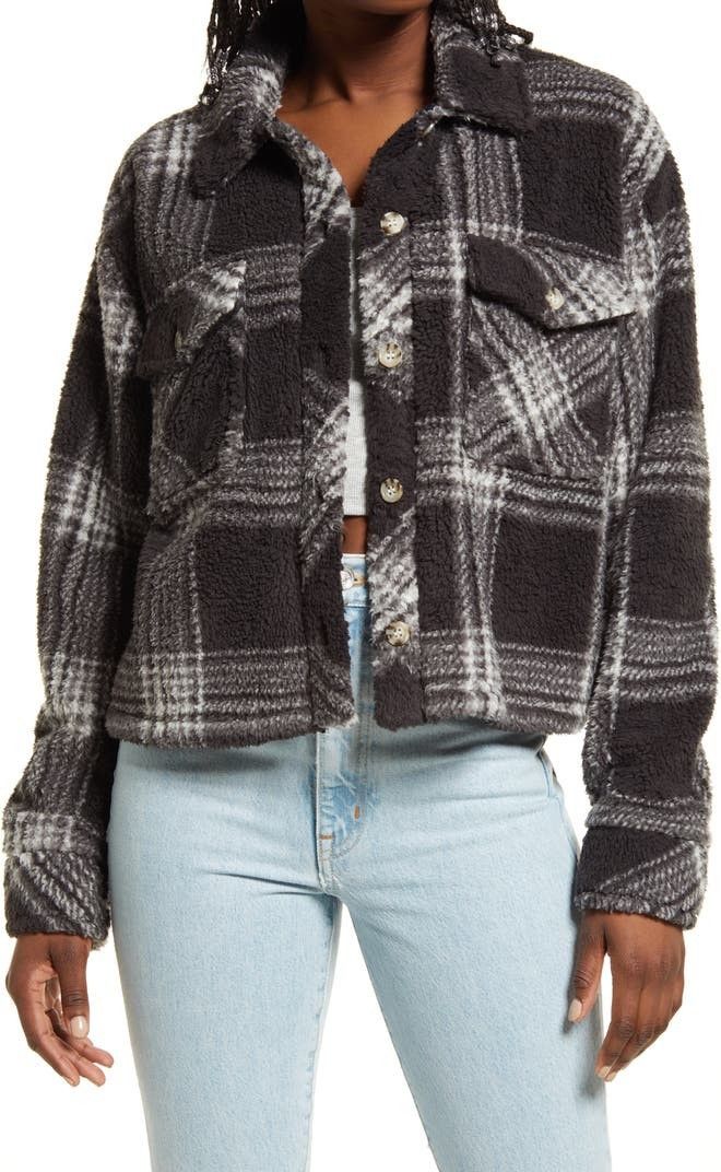 Thread & Supply Crop Fleece Shirt Jacket | Nordstrom