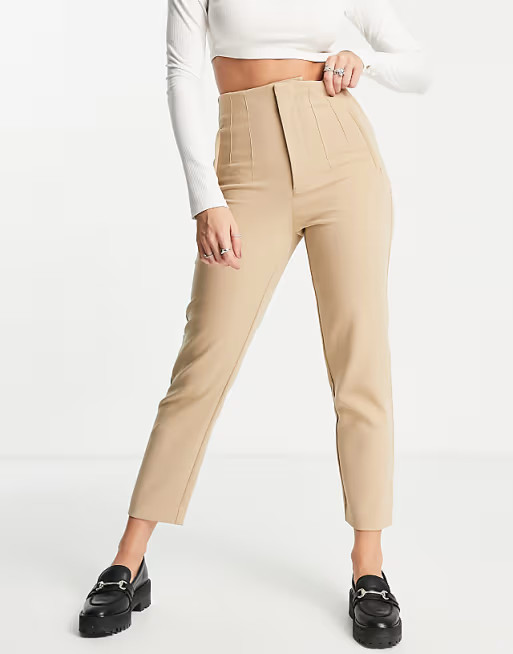Stradivarius slim tailored pants in beige | ASOS (Global)