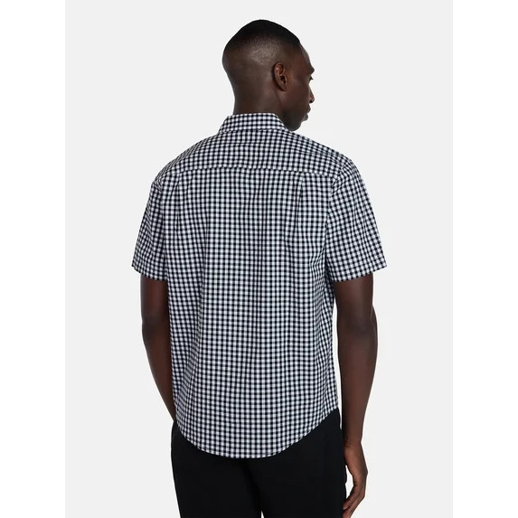 George Men's & Big Men's Modern Fit Poplin Button Up Shirt with Short Sleeves, Sizes XS-5XL | Walmart (US)