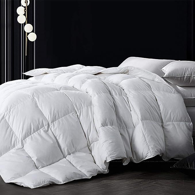 Down Comforter Queen, White All Season Comforter, Goose Duck Down and Feather Filling, 100% Cotto... | Amazon (US)