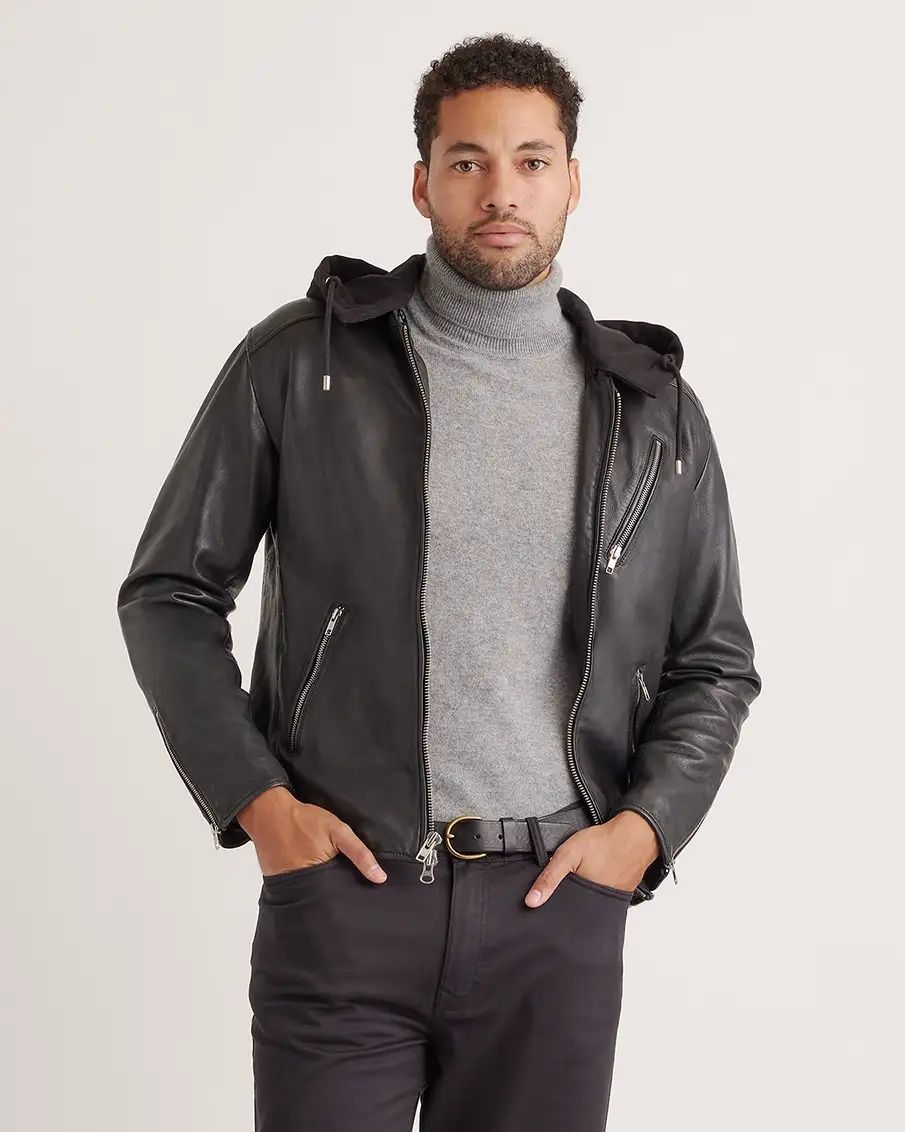 100% Washed Leather Jacket with Hood | Quince
