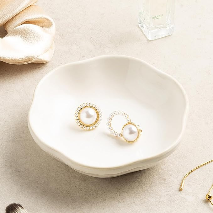 Ceramic Jewelry Tray Ring Holder Dish Floral Trinket Bowl for Women Girls Jewelry Organizer for V... | Amazon (US)
